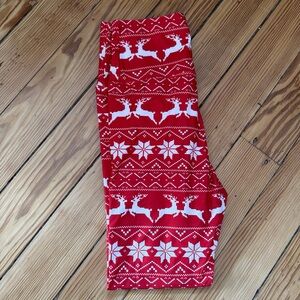 Red and White Reindeer Leggings